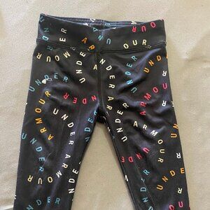 Under Armour Girls Toddlers Black Athletic Logo Yoga Capri Pants Sz 2T